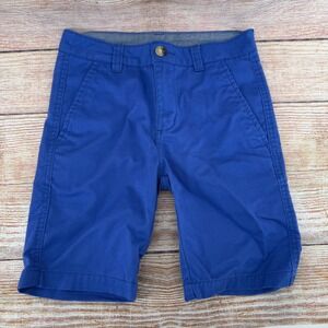 Chaps Boys Blue Chino Shorts Size 8 Cotton Blend Twill Flat Front Kids Casual